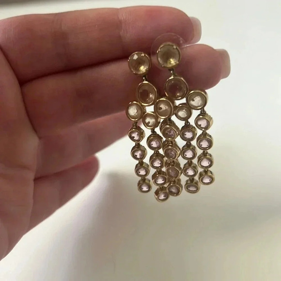 Kate Spade Gold Tone Clear Circle Chandelier Earrings - Picture 2 of 5